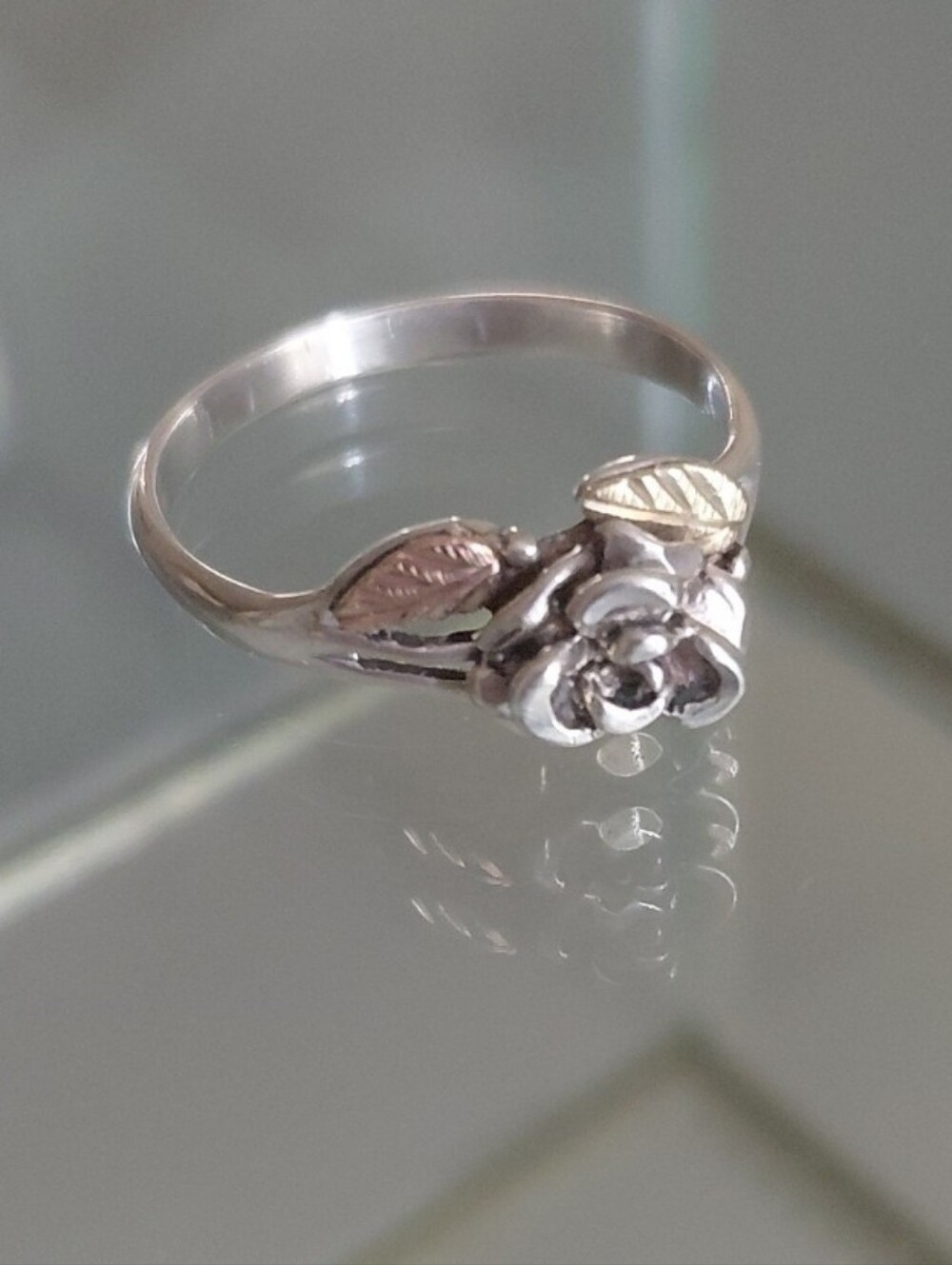 Vintage Coleman Black Hills Gold Sterling 14K Rose Yellow Gold Ring Sz 9